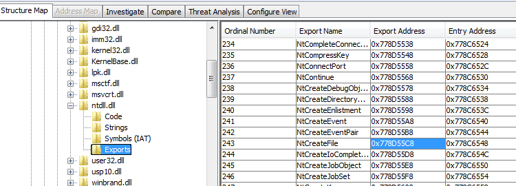 Export Table for ntdll